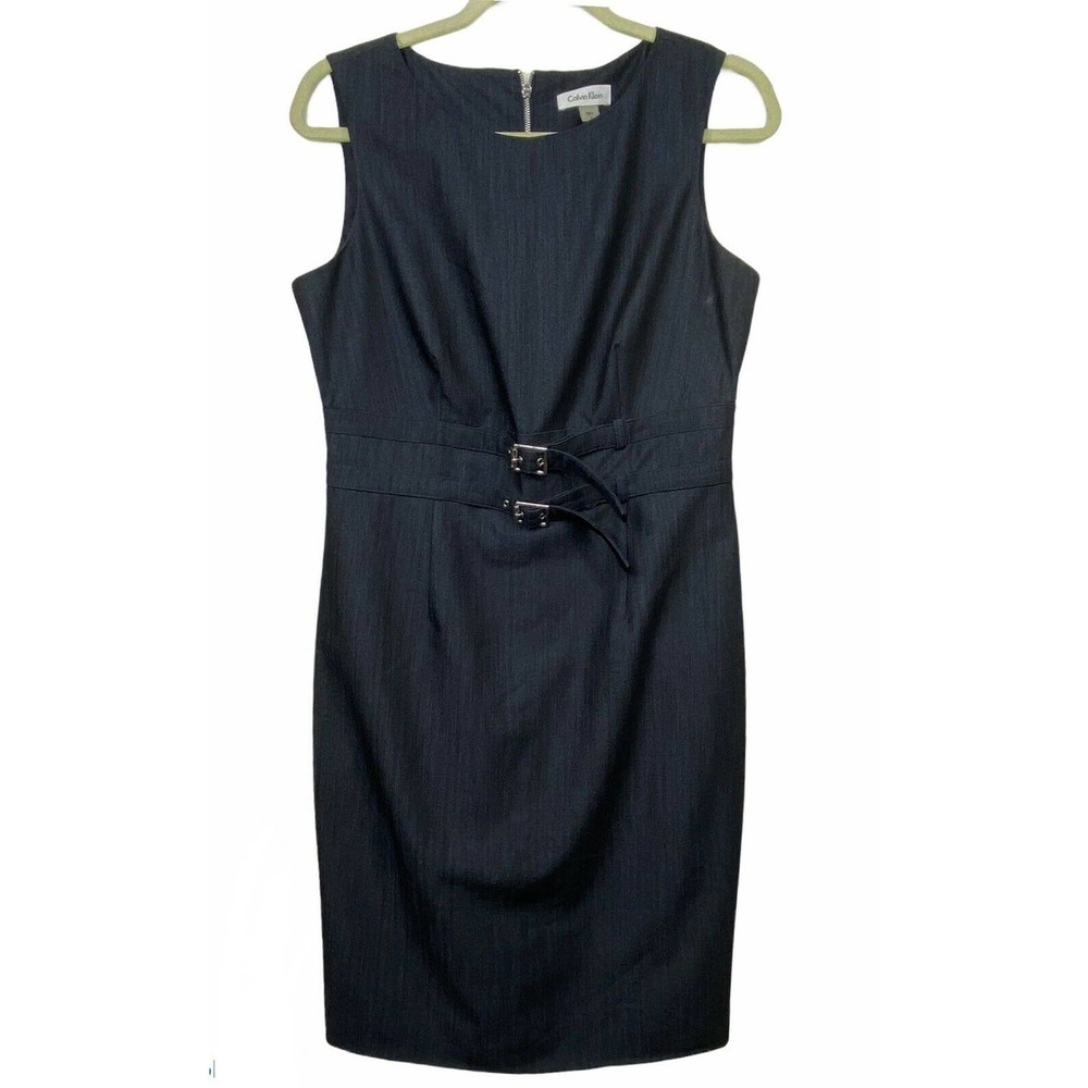 Calvin Klein Double Belted Dress In Blu Sz 8